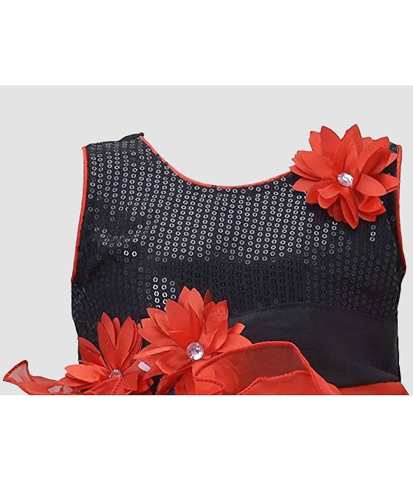 9stiches - Red & Black Cotton Baby Girl Frock ( Pack of 1 ) view 2
