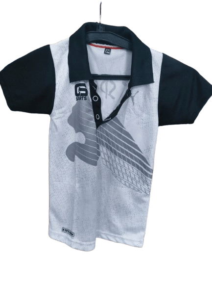 GS Sports Men's/Boys' White & Black Performance Polo T-Shirt view 2