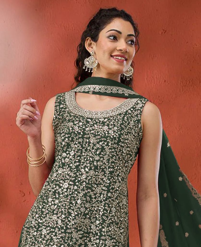 Designer Red Georgette Sharara Suit for Women view 2
