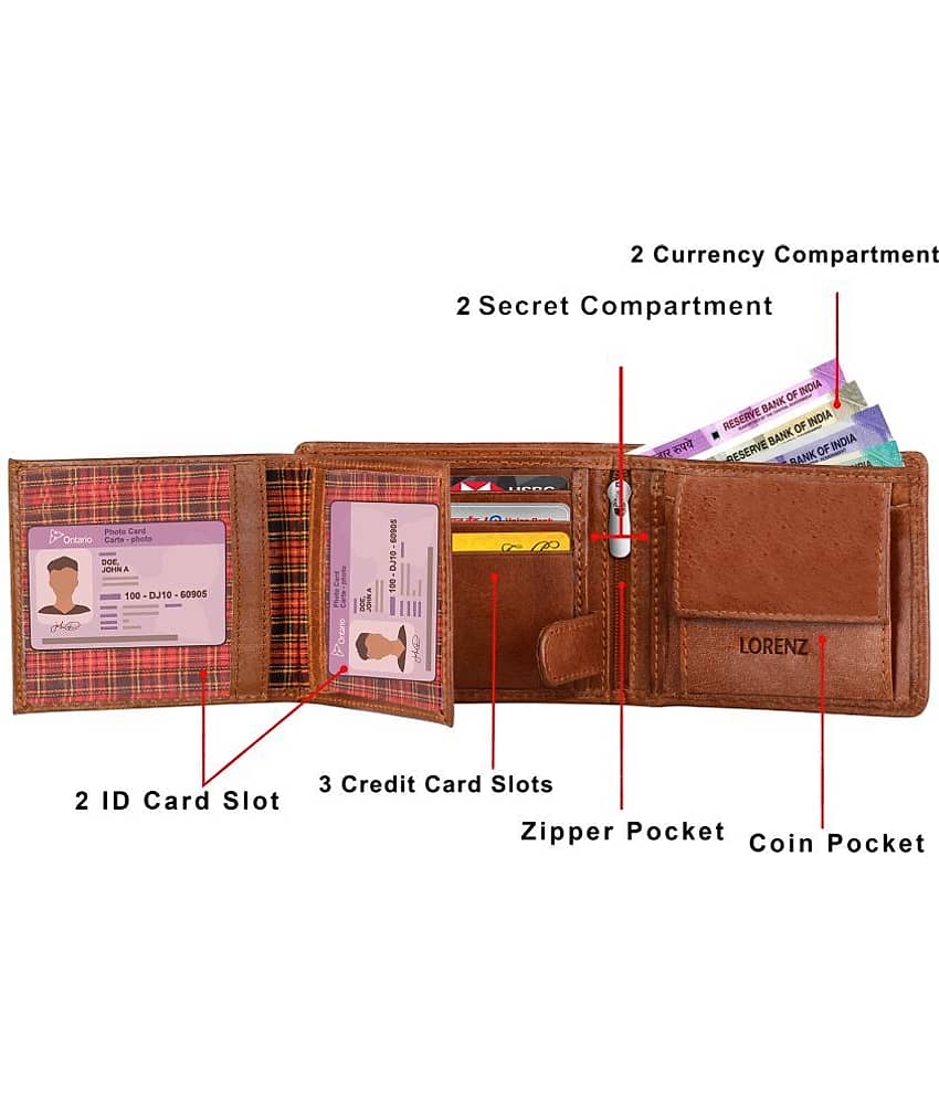 Lorenz Blue 100% Leather Men's RFID Wallet ( Pack of 1 ) view 2