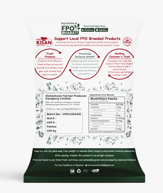 FPO Kisan Naturals Besan (Gram Flour) - Everyday Food Essentials, 1kg view 2