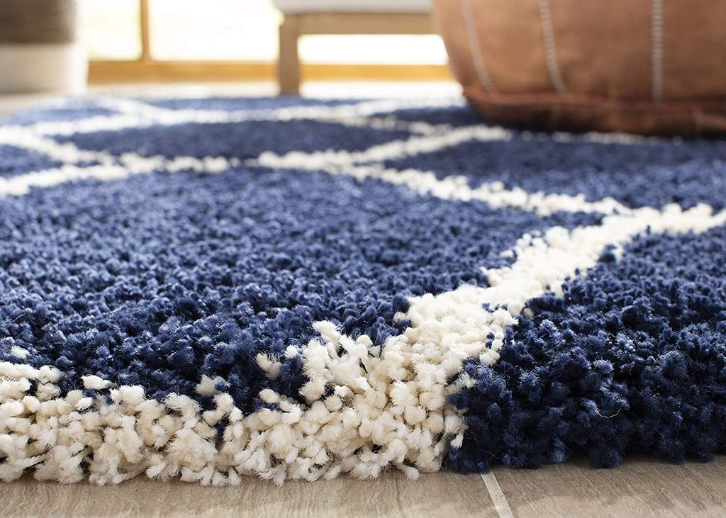 Shaggy Moroccan Trellis Pattern Plush Rug Carpet 4 x 6 feet By Global Home view 2