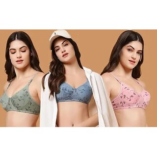 Women's Cotton Blend Lightly Padded Wirefree T-Shirt Bra Combo Pack of 3 view 2