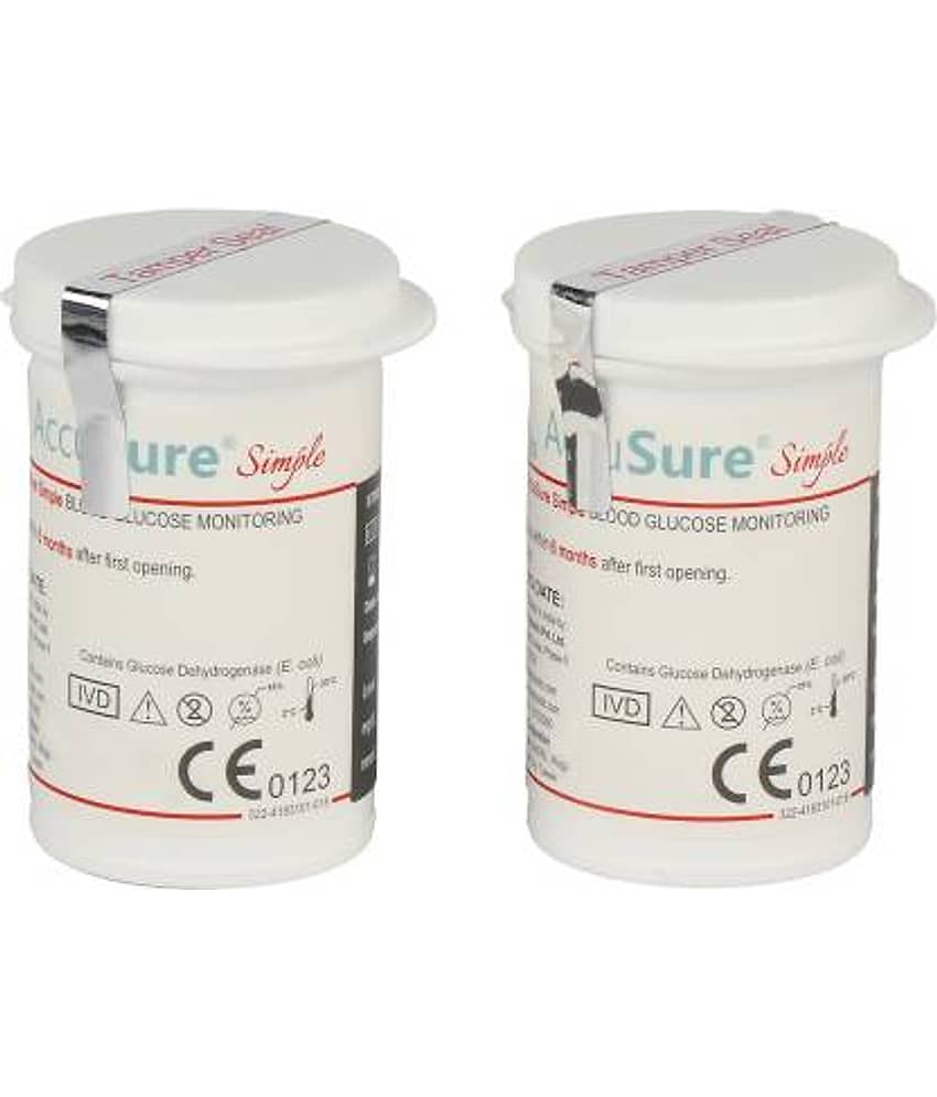 ACCUSURE Simple Blood Glucose Test 100 Strips, 2 X 50 Test Strip (Multicolor) view 2