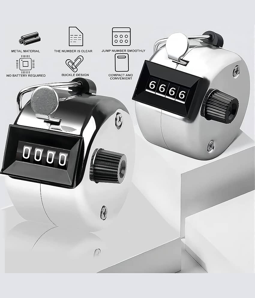 Tally Counter, 4-Digit Metal Hand Finger Counter for Jaap Counter, Tasbeeh Counter, Counting, Knitting, Coaching Golf, Lap, Fishing (Pack of 1) view 2