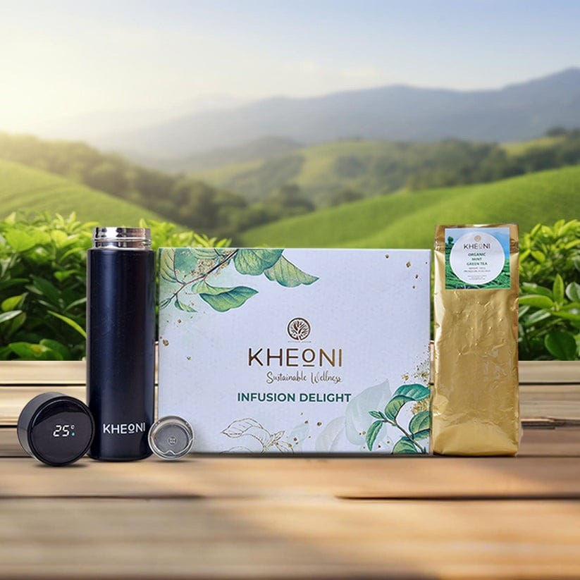 Infusion Delight - Temperature Bottle Vacuum Flask with Organic Mint Green Tea view 2