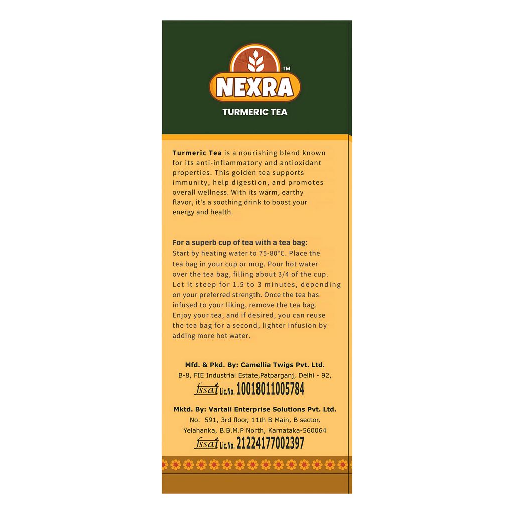 Nexra - Turmeric Glow Herbal Tea - 30 Tea Bags | Natural Turmeric Blend for Wellness, Immunity Boost, and Radiant Health view 2