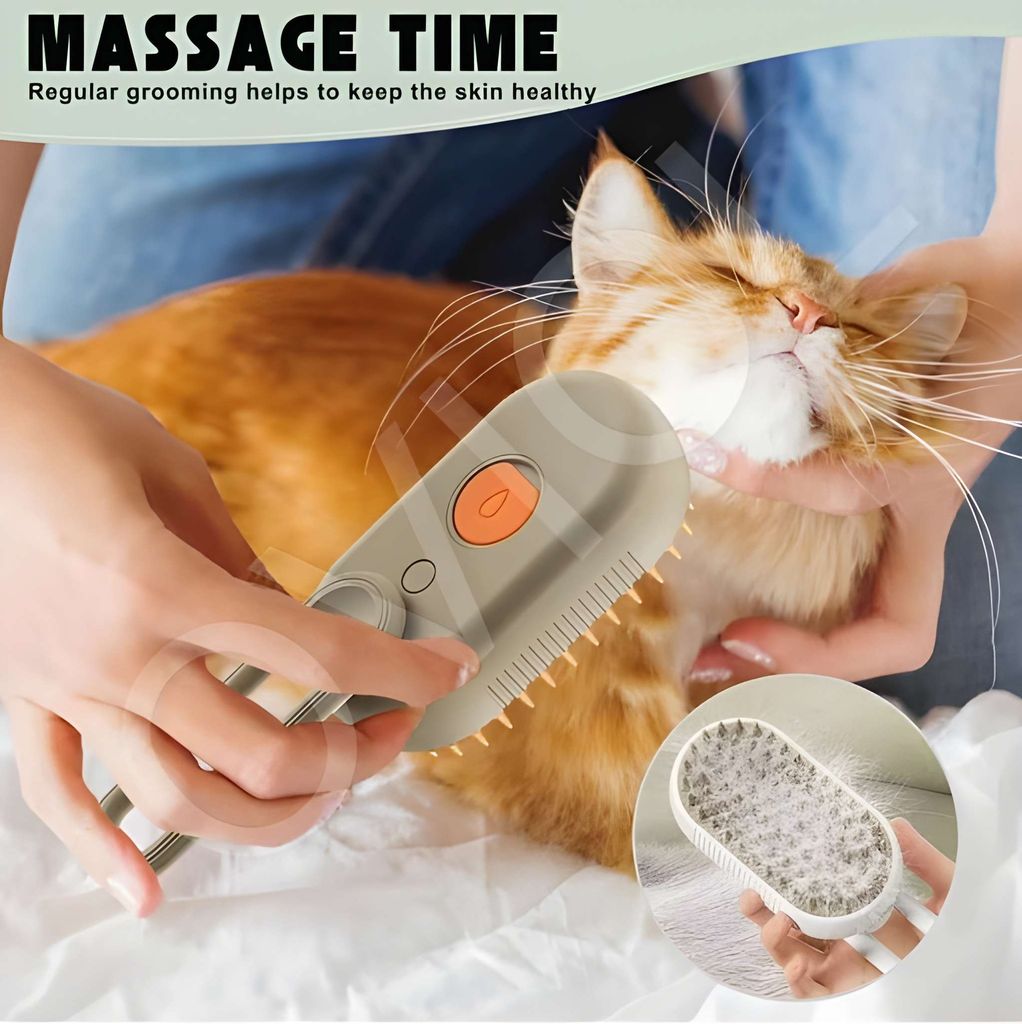 3 in 1 Steam Pet Grooming Brush for Dogs & Cats | USB Rechargeable Electric Steam Brush with Water Spray, Silicone Massage Comb & Hair Remover for Shedding, Grooming & Cleaning (Original) view 2