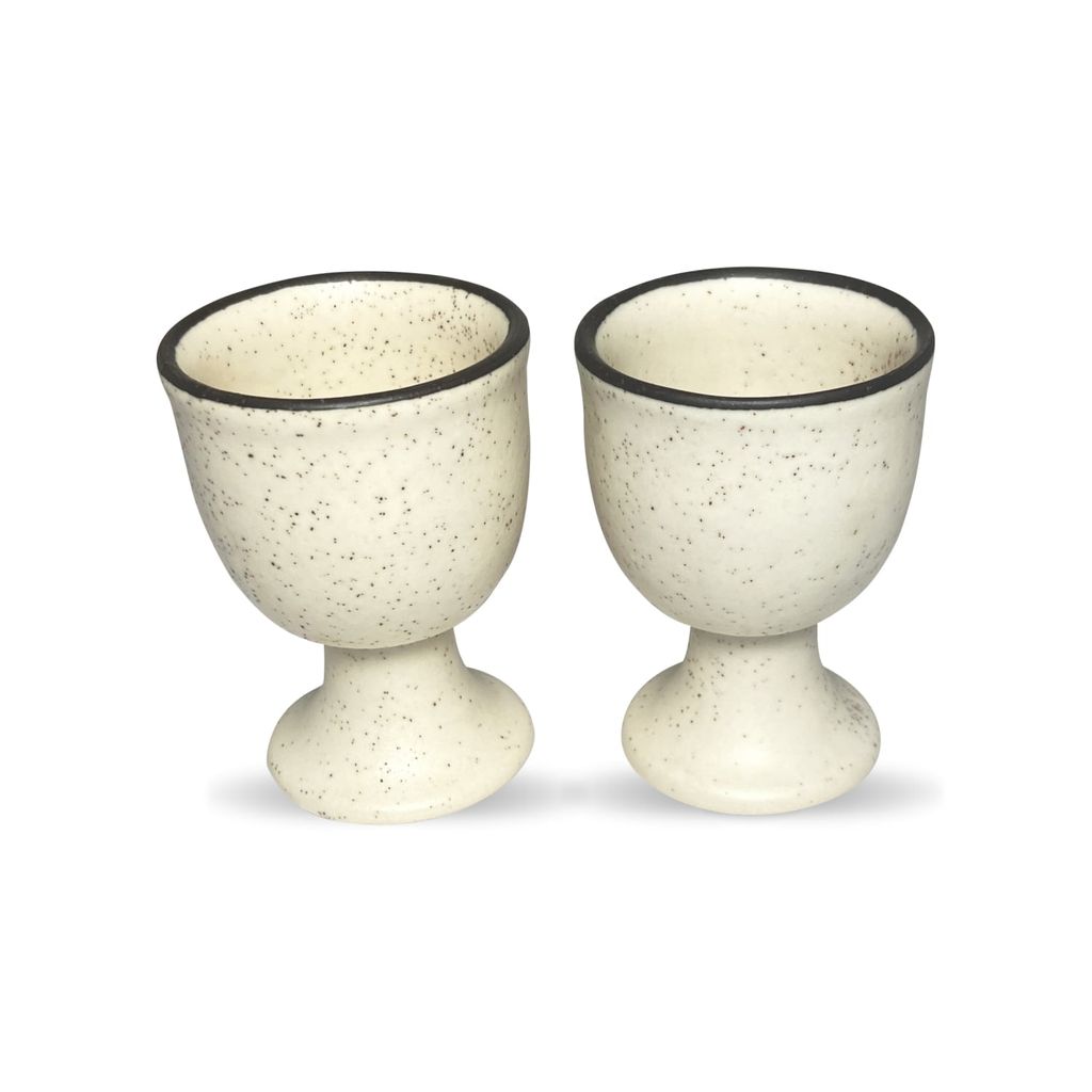 Ceramic Dining Matte White Egg Ceramic Cup Holders Set of 2 view 2