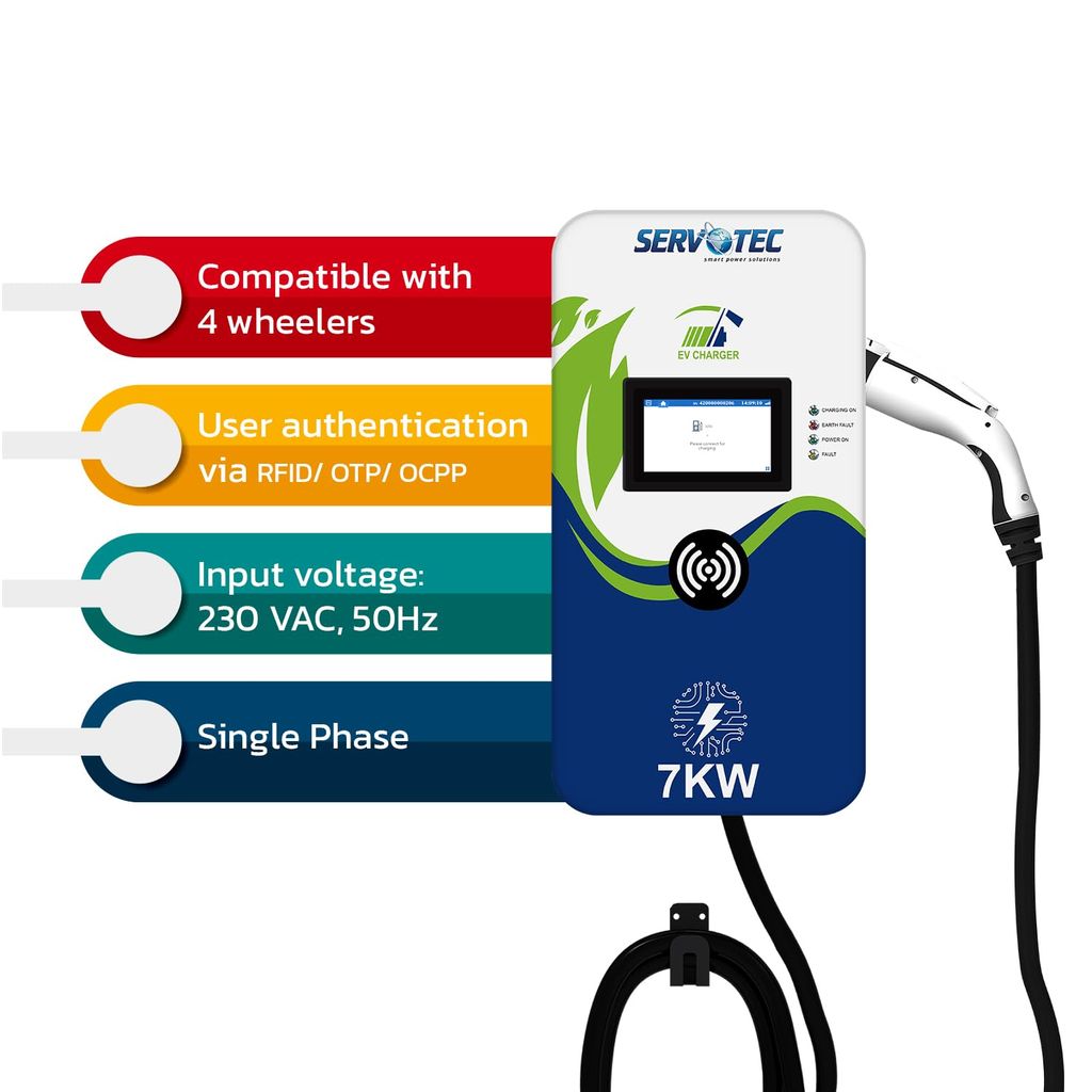 Servotech AC Charger 7.4kW (Type 2) Connector, Single Phase Electric Vehicle Charger: Fast and Efficient Charging | Indoor and Outdoor Use view 2