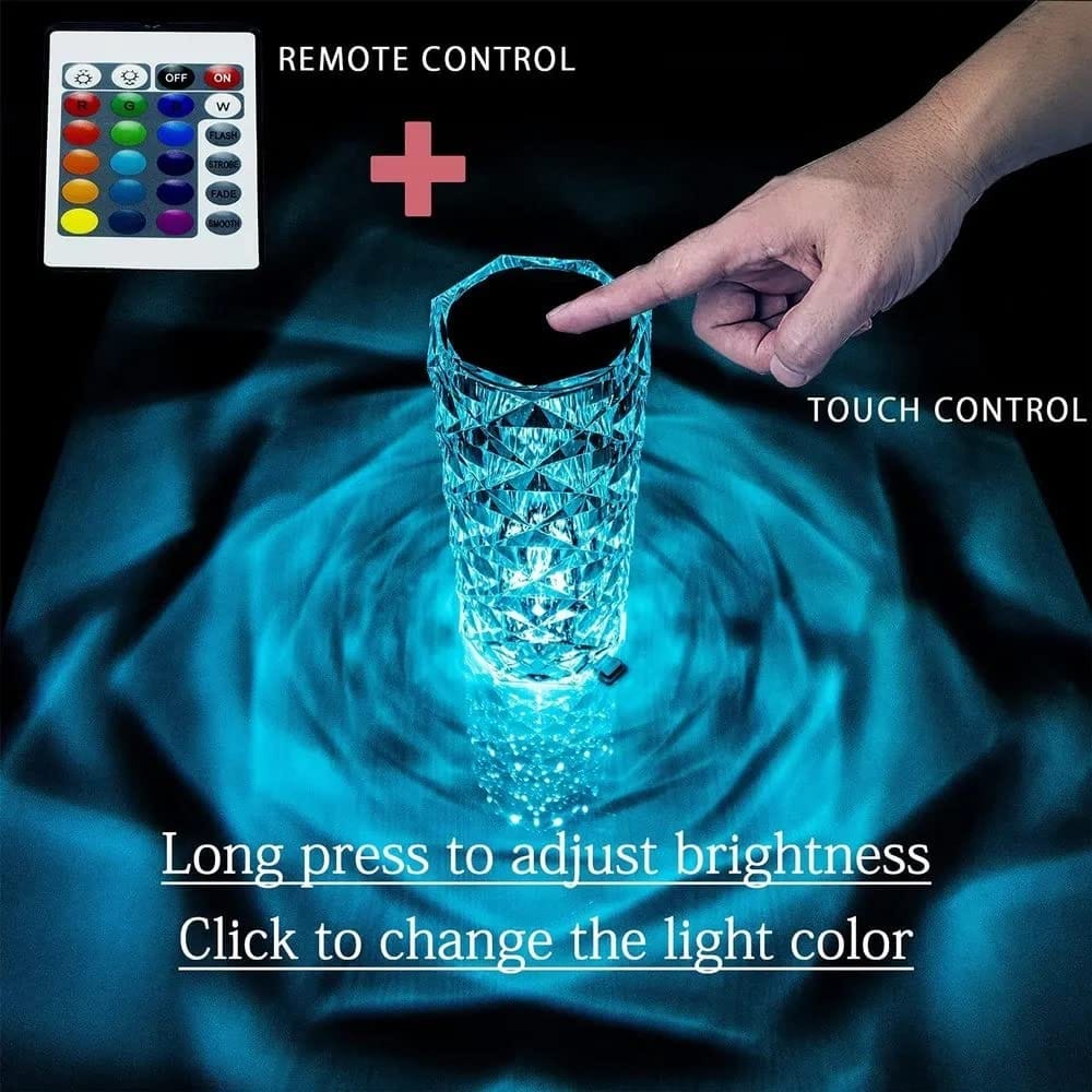 Elecsera Crystal Rose Diamond Color Changing RGB Mode LED Crystal Night Lamp Table Lamp (10 cm, Multicolor) view 2