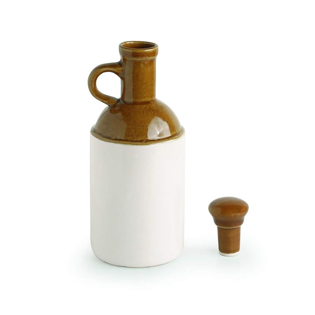 Ceramic Dining Desi Style Mustard Handmade Ceramic 1000ml Oil Bottle view 2