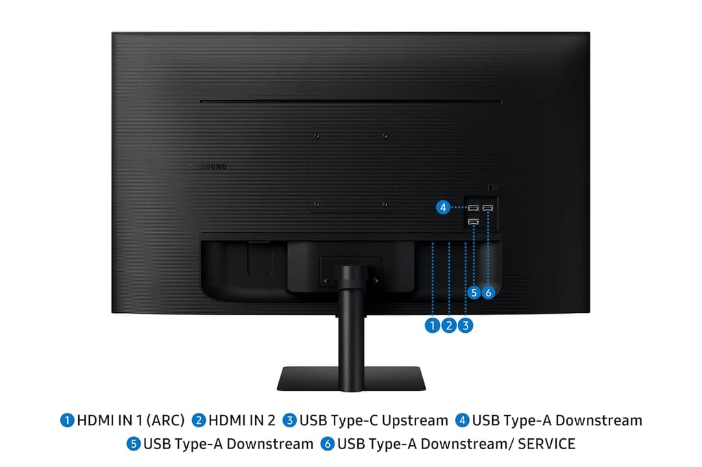 Samsung 32" (80 cm) 4K M7 Vision AI Smart Monitor|UHD 3840 x 2160|Smart TV Experience with AI|Type-C|Apple AirPlay|Gaming Bar|Remote|Speakers|Wi-Fi|Bluetooth|AI Picture & Sound|LS32FM700UWXXL|Black view 2