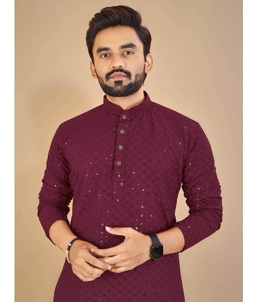 Balaji's - Purple Cotton Men's Regular Kurta ( Pack of 1 ) view 2