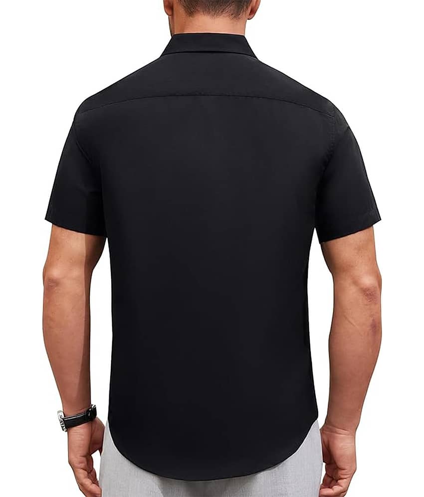 UNI VIBE Cotton Blend Slim Fit Solids Half Sleeves Men's Casual Shirt - Aqua Blue ( Pack of 1 ) view 2