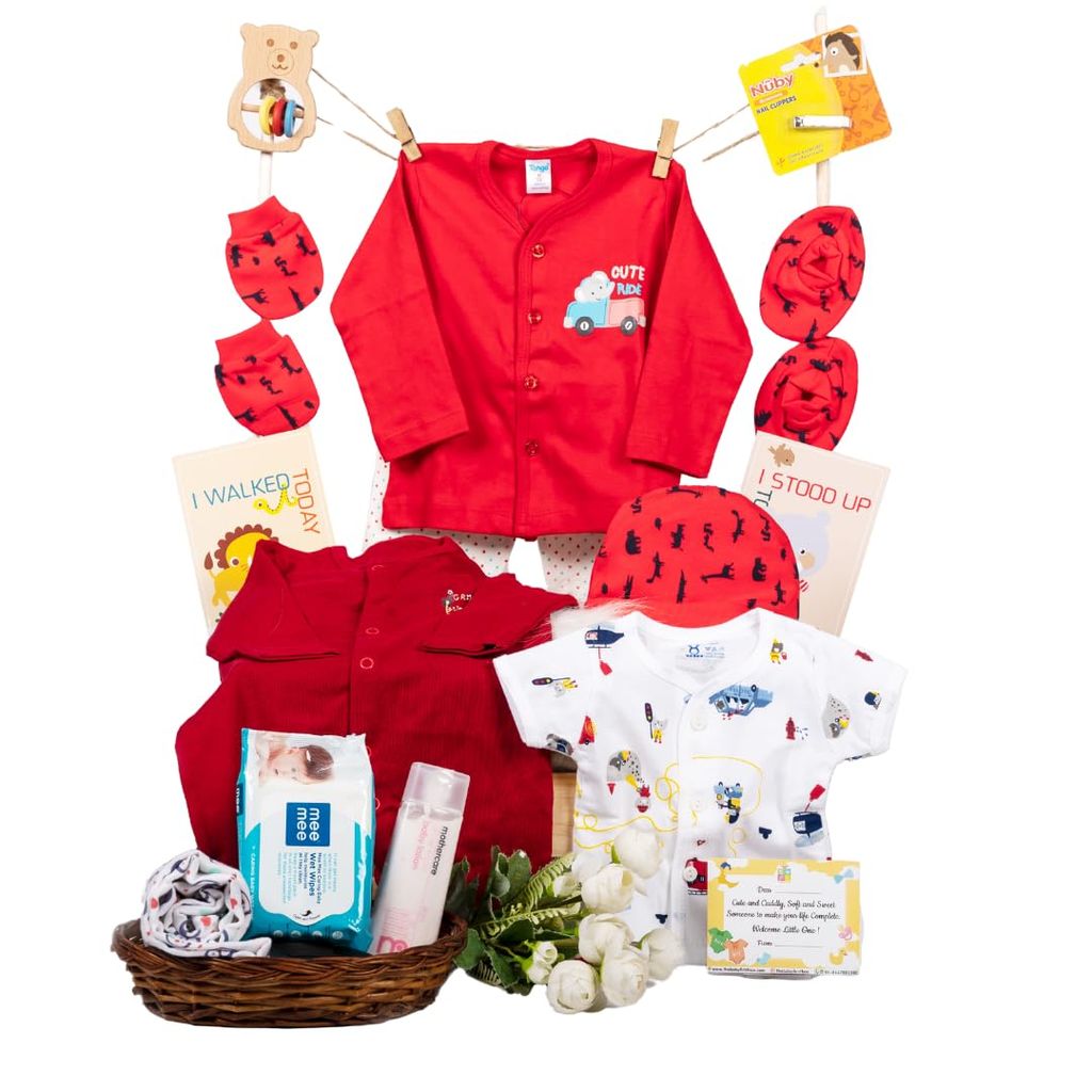 The Baby First Box | Newborn Essential Kit | Newborn Baby Gift Hamper | Hamper for 0-3 Months | 10 Items in 1 Box|Gift Hamper|Newborn Hamper Gift Set