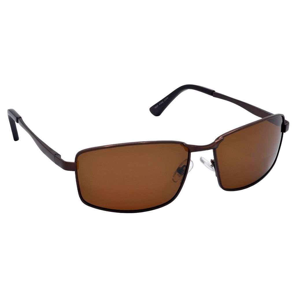 Stylish Wrap-around Full-Frame Metal Polarized Sunglasses for Men and Women | Brown Lens and Brown Frame | HRS-KC1004-BWN-BWN-P view 2