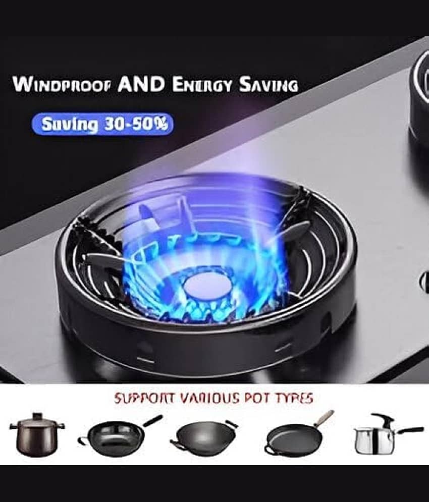 RAMDEV ENTERPRISE Gas Saver Burner Stand Gas Burner Cover Gas Saver Jali Home Gas Stove Fire & Windproof Energy Saving Stand Gas Stove Stand Protector Max Gas Saviour Silver Open (PACK OF 2)(BLACK). view 2