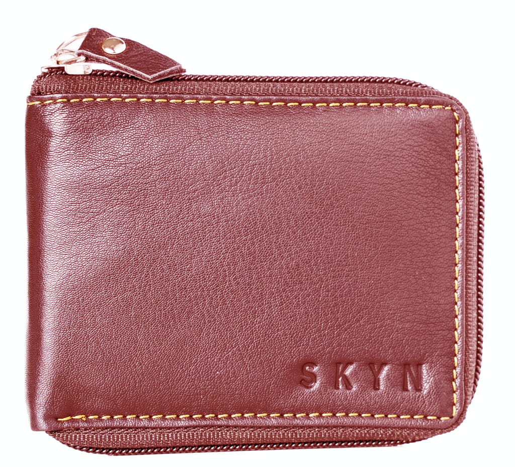 SKYN Genuine Leather Wallet for Men – Minimalist Bifold RFID Blocking Wallet with Multiple Card Slots, Cash Compartment & Gift Box