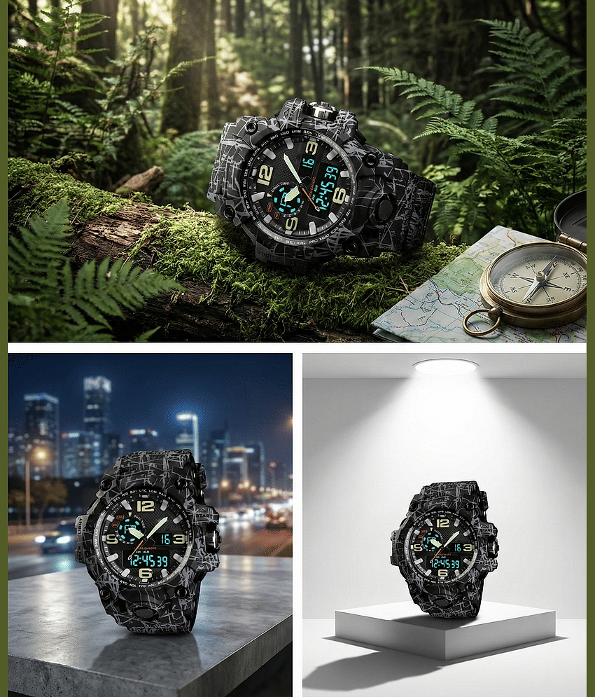 Harbor Black PU Analog-Digital Men's Watch view 2