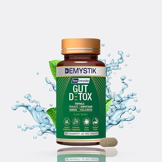 Demystik Gut Detox with the goodness of Trikatu, Isabgol, Triphala, Avipattikar & Kalajeera | Health Cleanse Purify | Stomach Cleanse, Purify Digestion, Metabolism, Toxin Removal, Acidity & Gas Control Supplement(60 Tablets - Pack of 1) view 2