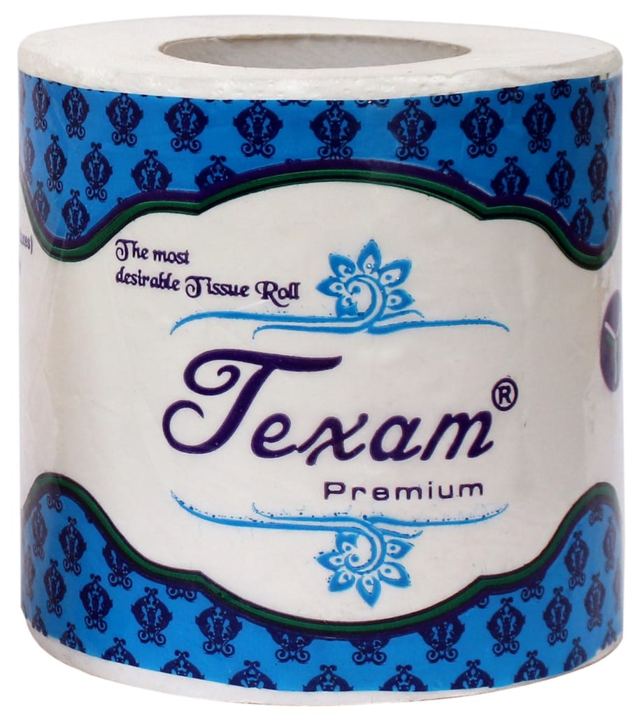 Texam 2 Ply Soft And Highly Absorbent Toilet Tissue Paper | 100% Natural Virgin Cellulose Fiber - Pack of 1 (350 Pulls Per Roll)