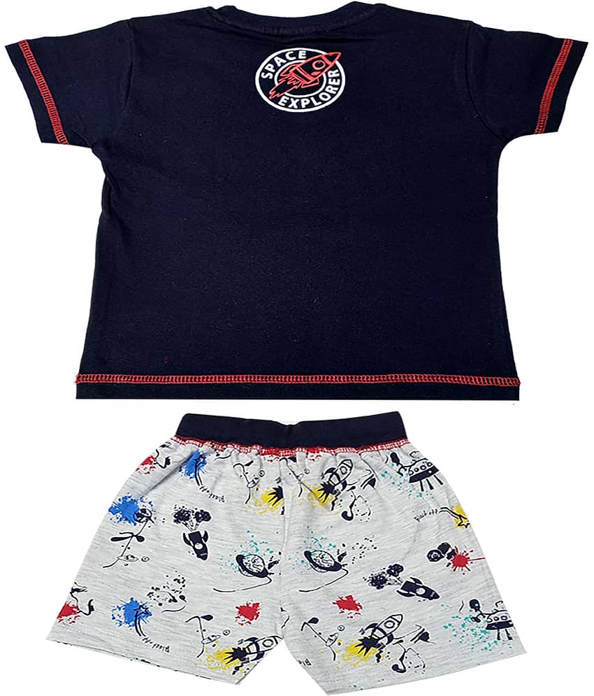 Kideon Pack of 1 Baby Boys 100% Cotton T-Shirt & Shorts ( Black ) view 2