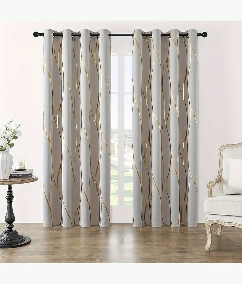 V21 decod Graphic Room Darkening Eyelet Curtain 5 ft ( Pack of 1 ) - Brown