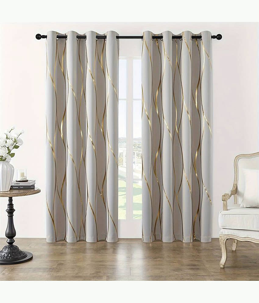 V21 decod Graphic Room Darkening Eyelet Curtain 5 ft ( Pack of 1 ) - Brown view 2