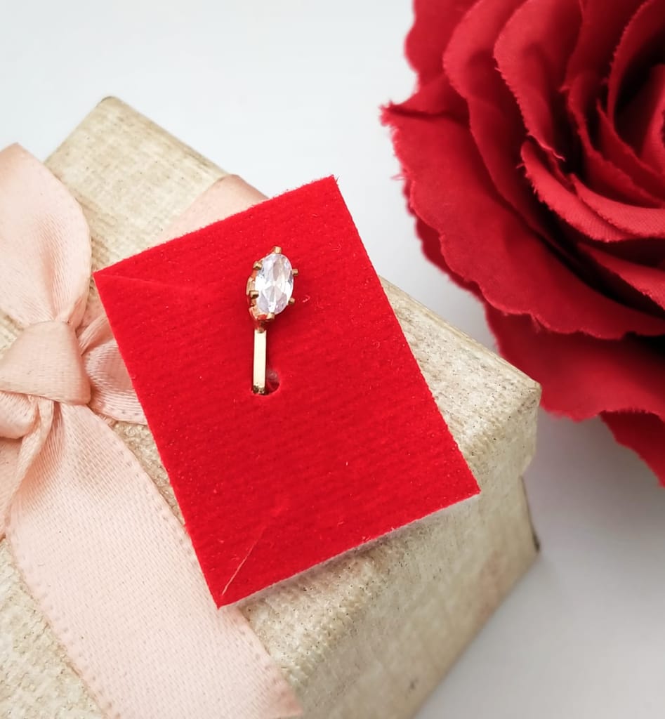 Trendy fancy delicate cute rose plated Solitaire nose pin womens and girls look like view 2