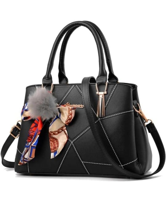 Black handbag with long strap (Black Tie) view 2