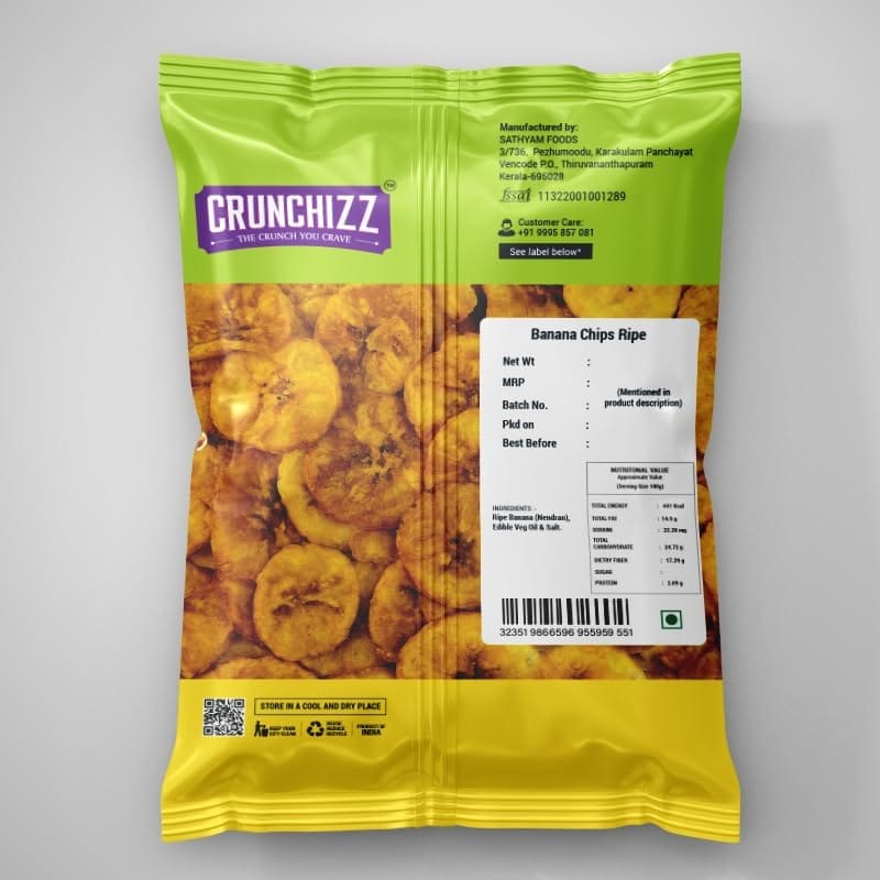 CRUNCHIZZ Snacks - Buy 3 Get 1 FREE Offers - Authentic Kerala Style Yellow Banana Chips I Traditional South Indian Recipe I No Artificial Additives or Preservatives I Perfect Munchy Bites I 250 Grams x 4 Packs (Total 1 Kg) - Ripe Banana Chips (Sweet) view 2