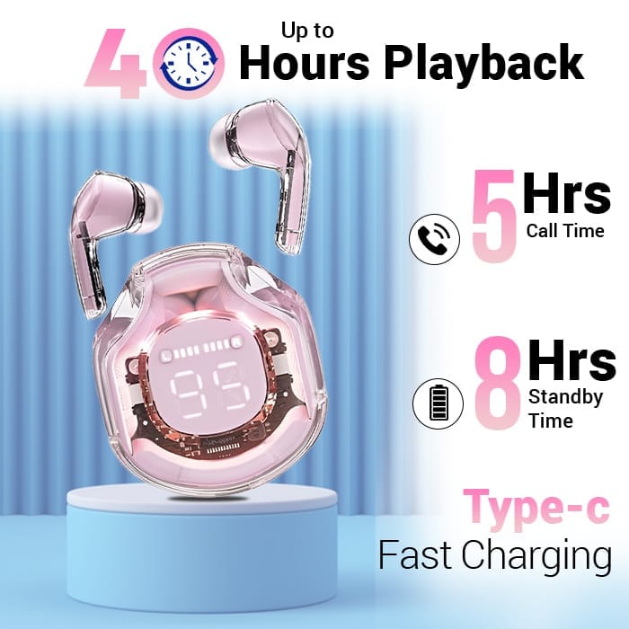 Flute Ultrapods Pro Wireless Earbuds - Pink view 2