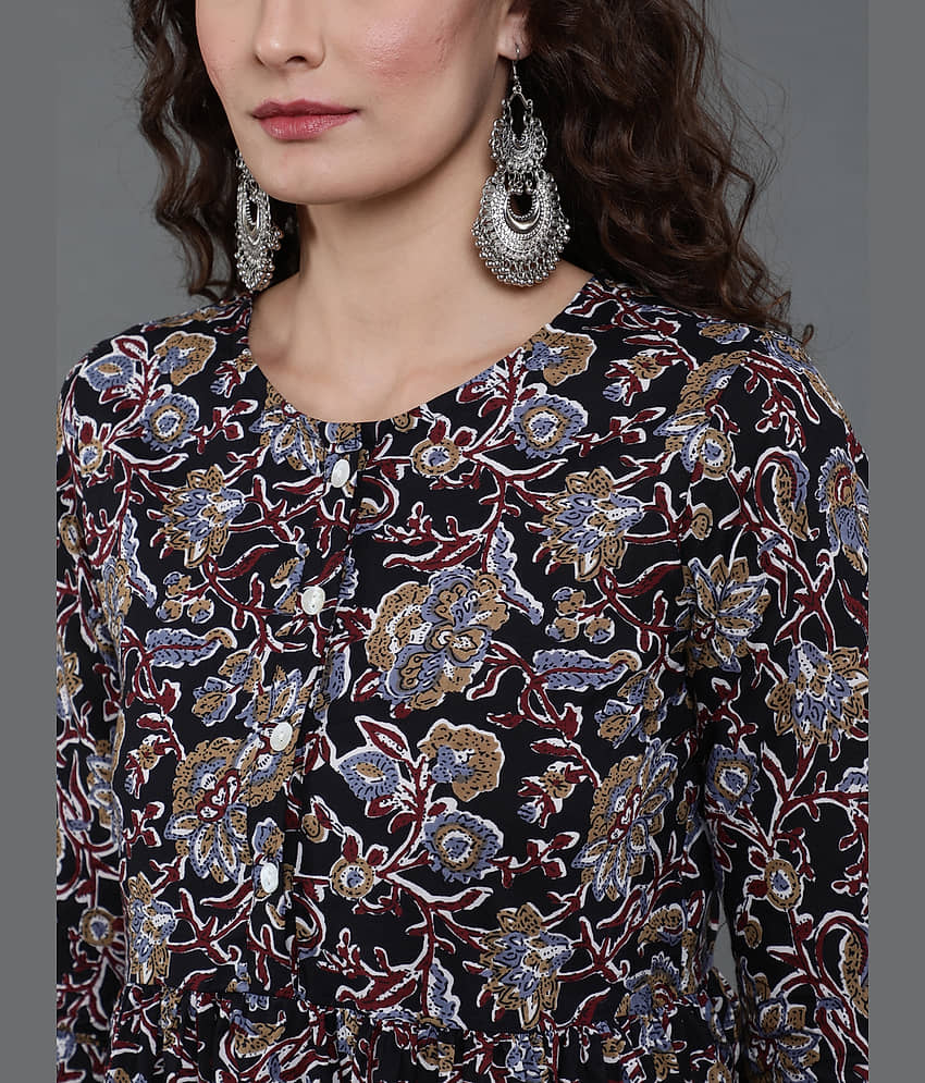 Antaran Women Cotton Printed A-line Dress ( Multicolor ) view 2