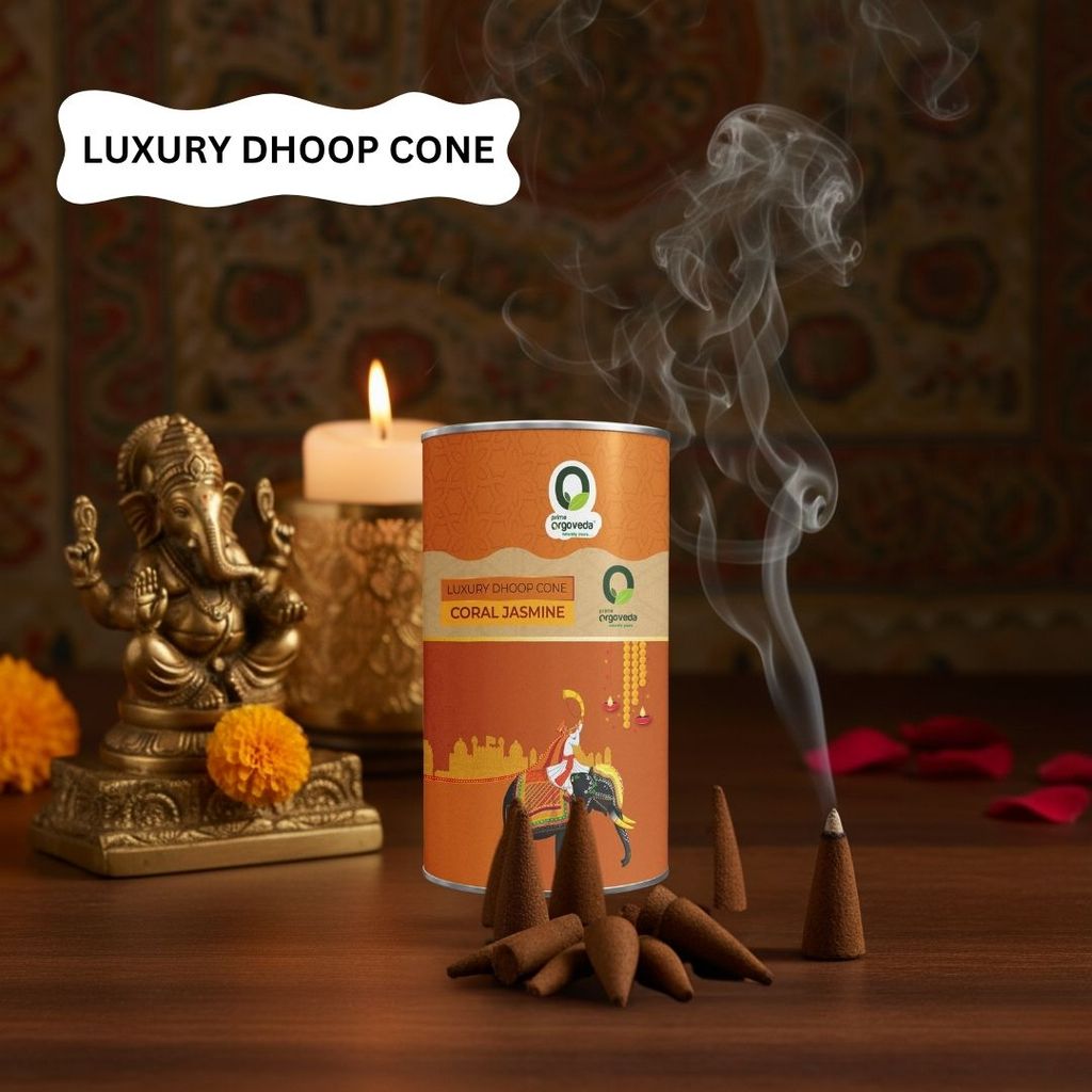 Prime Orgoveda Coral Jasmine Dhoop Cones | 100% Natural Handcrafted, Long-Lasting Dhoop Cones (Pack of 40 Cones) view 2