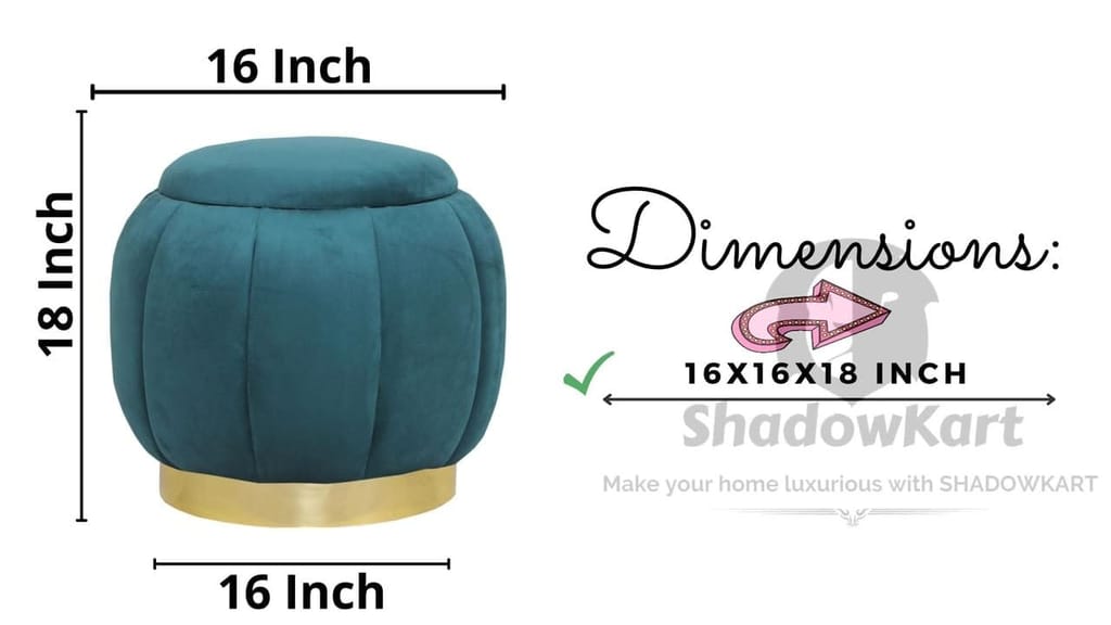 Shadowkart Pouffes Sitting Stool for Living Room, Make up Table Mudda Puffy Wooden Ottoman Stools, Pouffe Footstool, Poof for Room Decoration & Dressing Table, 16x16x18 Inch view 2