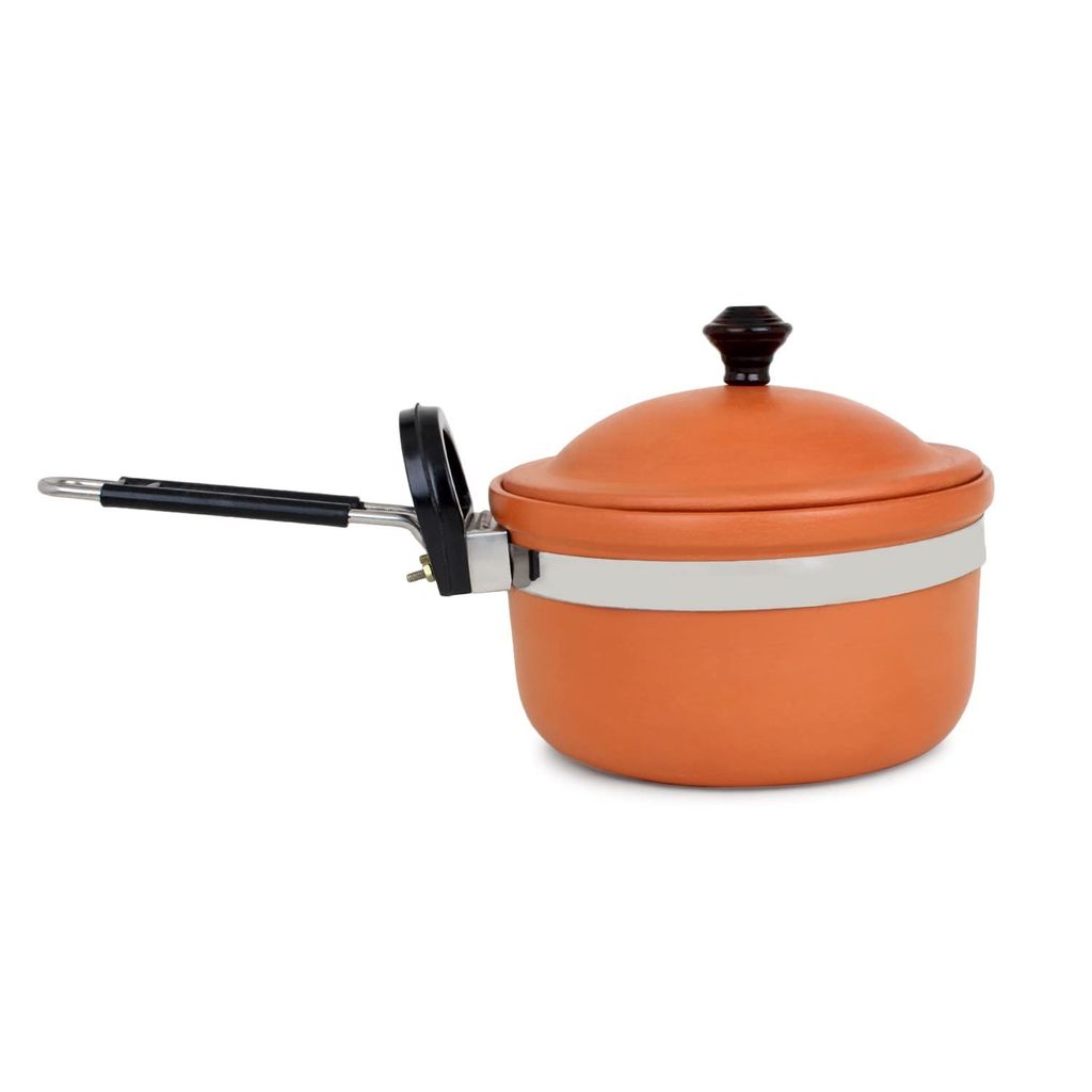 KSI Handmade Mitti Terracotta Clay Handi with Lid for Cooking on Gas (2 L & 3L) view 2