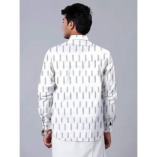 OMSAIFAB Men Printed Casual White Shirt view 2
