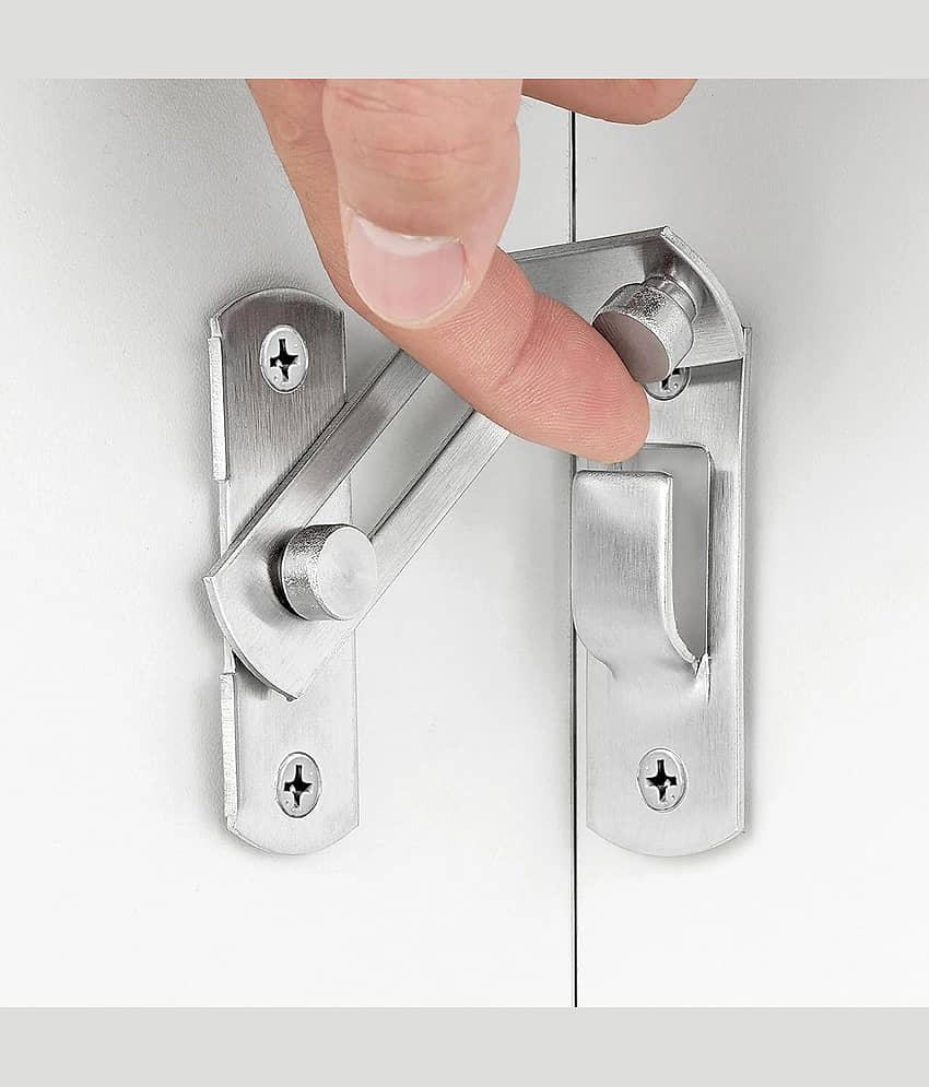 GEEO 90 Degree Flip Barn Door Lock | Stainless Steel Latch | Safety Sliding Barn Door Lock | Hook Lock Latch for Barn Door Latches, Sliding Door Antique Lock, Gate Latches, Wine Cabinet Closet view 2