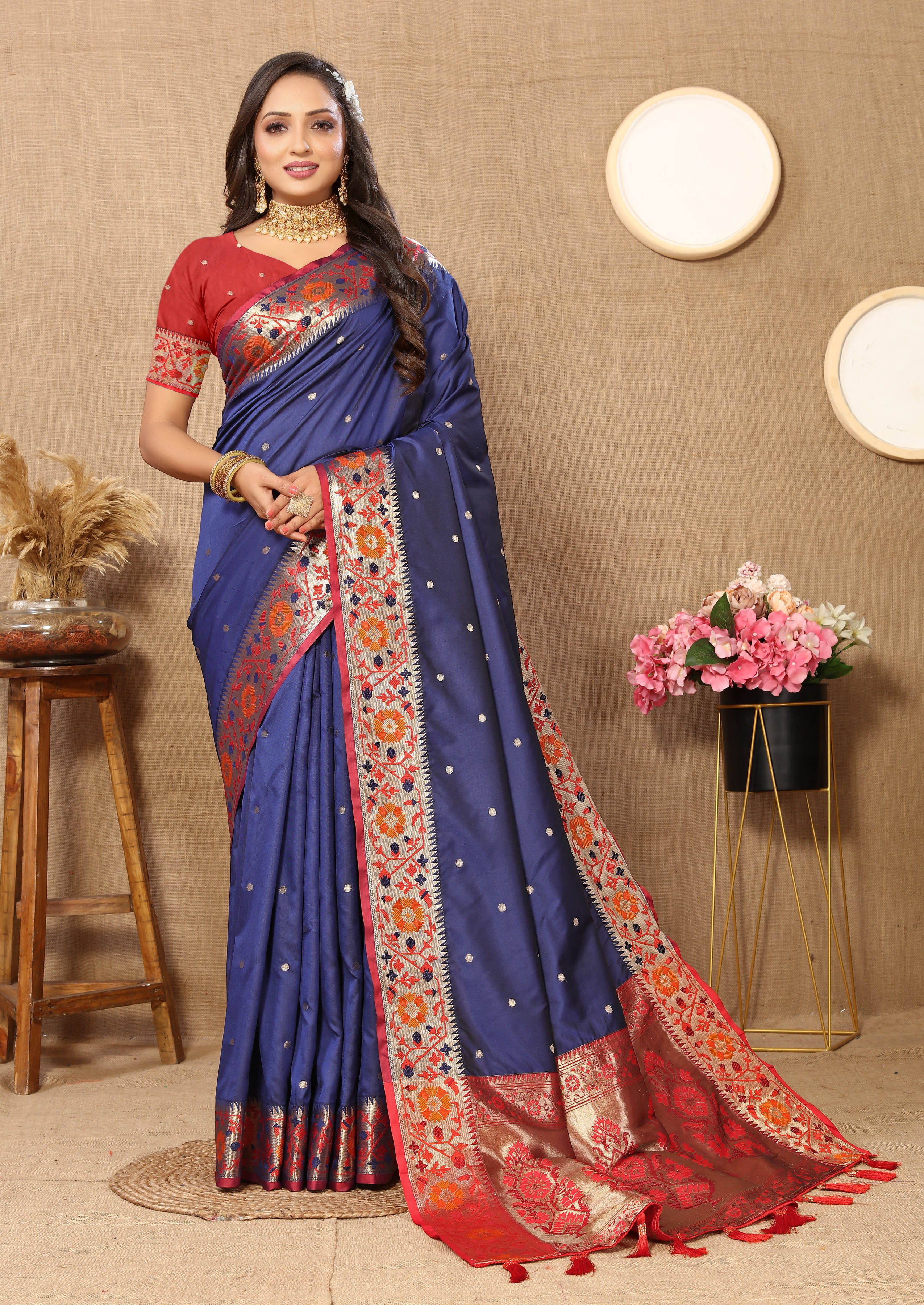 Soft Paithani silk saree with Meenakari weaw... view 2