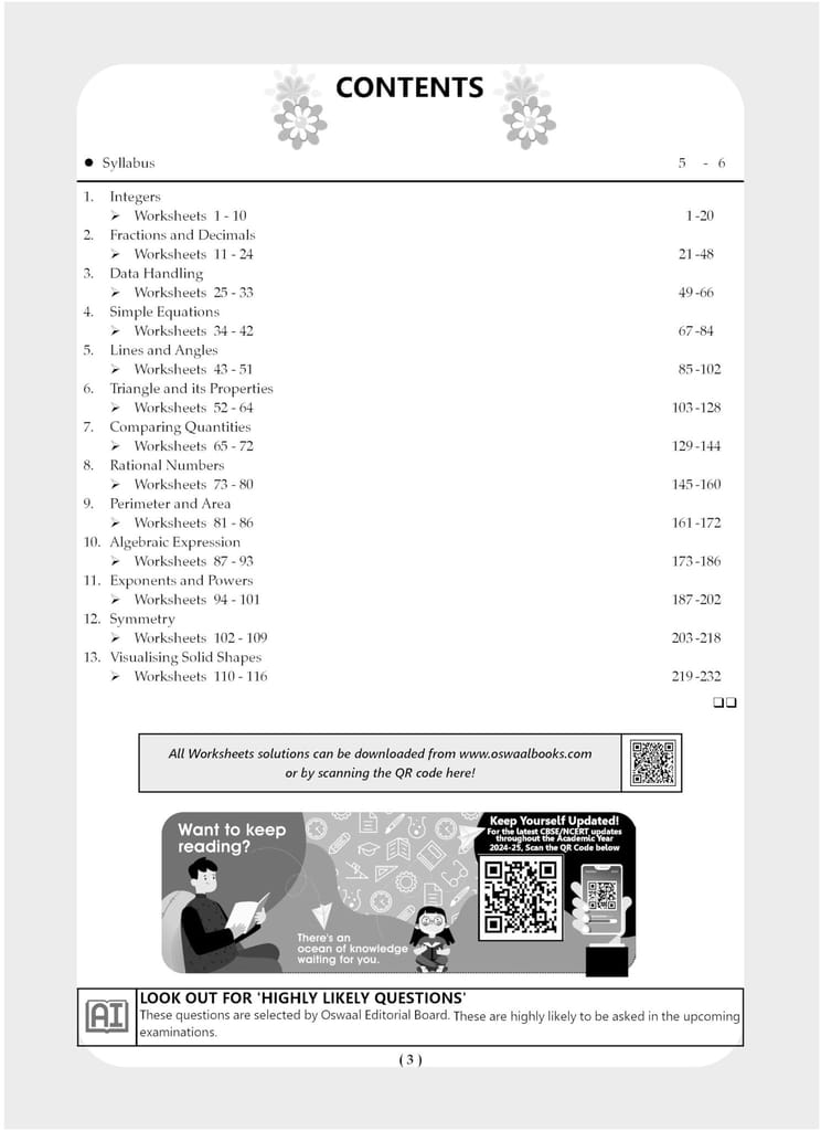 Oswaal NCERT & CBSE One for All Workbook for Class 7 | Mathematics | Science | Social Science | English | Hindi | Sanskrit | Updated as Per NCF | MCQ's | VSA | SA | LA | Set of 6 Books | For Latest Exam Oswaal Editorial Board view 2