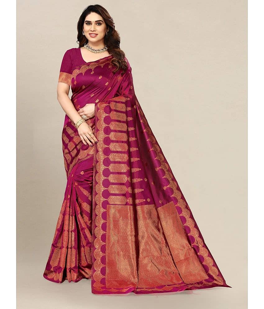 Om Shantam Sarees Banarasi Silk Embellished Saree With Unstitched Blouse Piece ( Green )