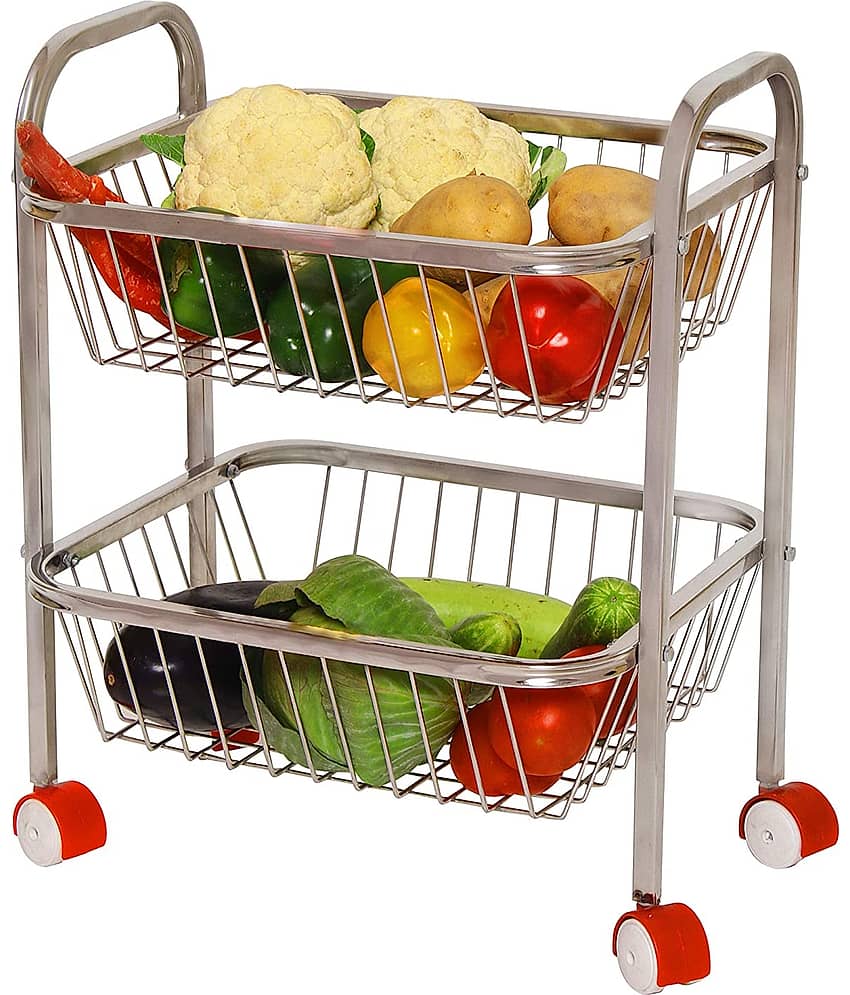 Winstar - Silver Stainless Steel Fruit & Vegetable Trolley ( Pack of 1 )