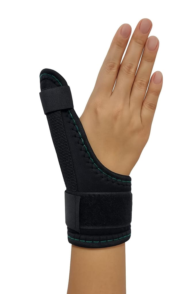 FAIRBIZPS Premium Thumb Splint Support for Right or Left Hand Brace for Pain Relief, Sprains, Tendonitis & Soft Tissue Injuries | Allows Free Hand Movement | Ideal for Sports | Men & Women Black view 2