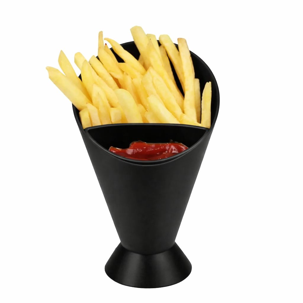 Milton Melamine Fries Shelf Holder Assorted Sauce Chips Dip Snack Cone Stand Plastic Dip Cup Two Cup-mouth Tableware Tray Container Kitchen Tool view 2