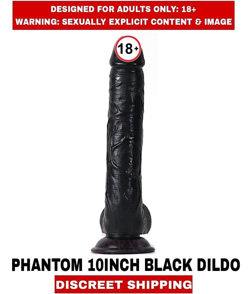 FEMALE ADULT Sex Toys PANTOM 10 INCH SOLID and SMOOTH REALSTIC SILICON BLACK DILDO With SUCTION CUP BASE For Women view 2