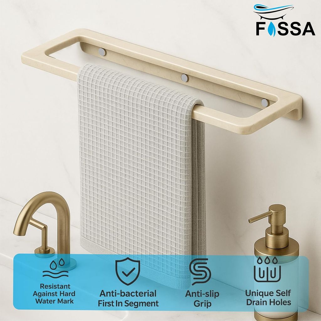 Ceramic Wall Mounted Towel Shelf Ivory Quartz (RM-126) view 2