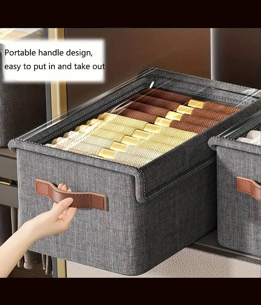 SKYVILLA 26 Litre Storage Box With Lid Clothes Storage Box With Lid Folding Storage Box With Handles Durable Clothes Basket