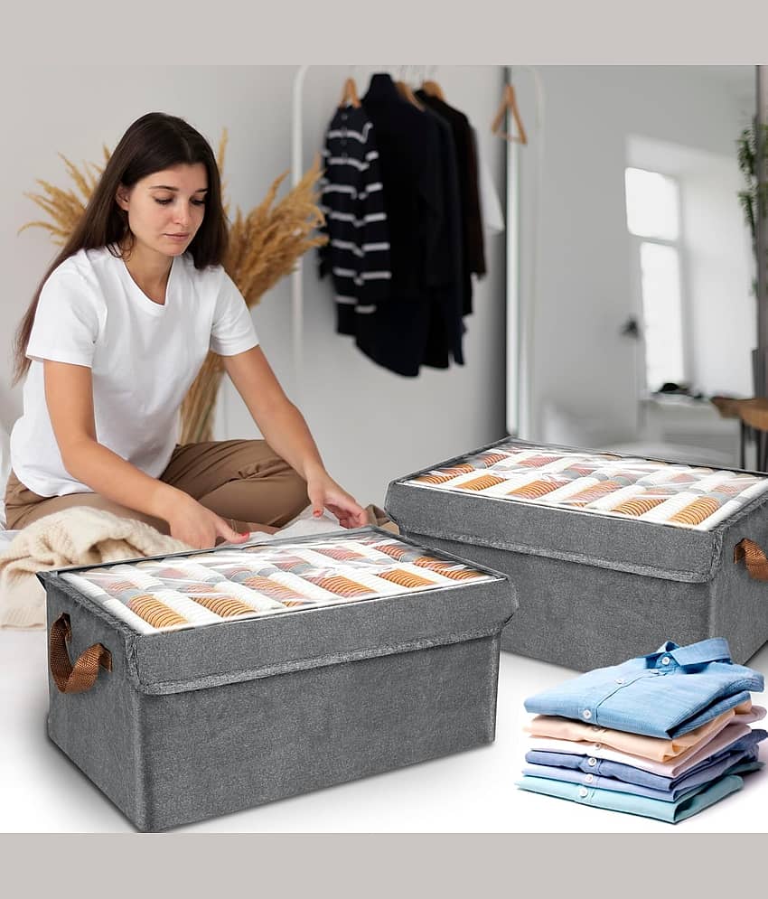 SKYVILLA 26 Litre Storage Box With Lid Clothes Storage Box With Lid Folding Storage Box With Handles Durable Clothes Basket view 2