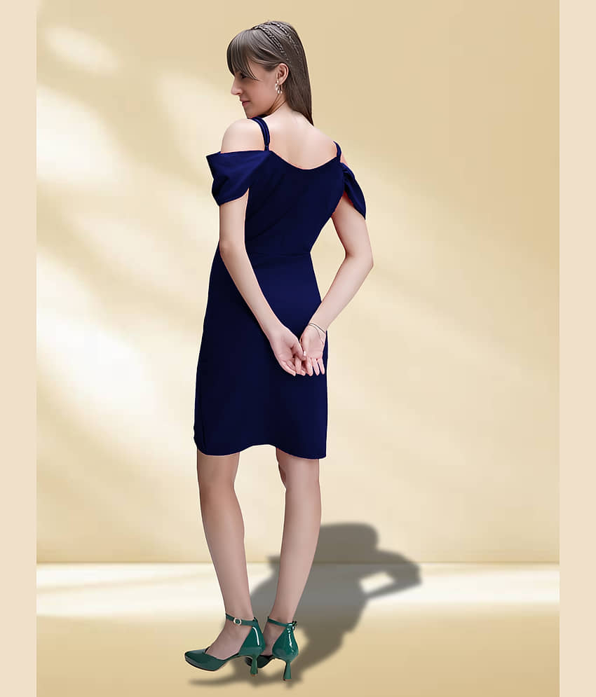 ZELZIS Women Polyester Solid Bodycon Dress ( Blue ) view 2